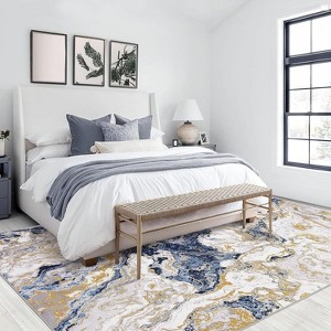 Acekool 5x7 Abstract Washable Rug – Soft Marble Design for Living Room, Bedroom & High-Traffic Areas - 1 of 4