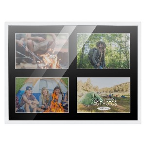 PosterPalooza | White Finish Collage Frame - Black Mat, 20 Frame Sizes to Choose From, UV Acrylic - 1 of 4