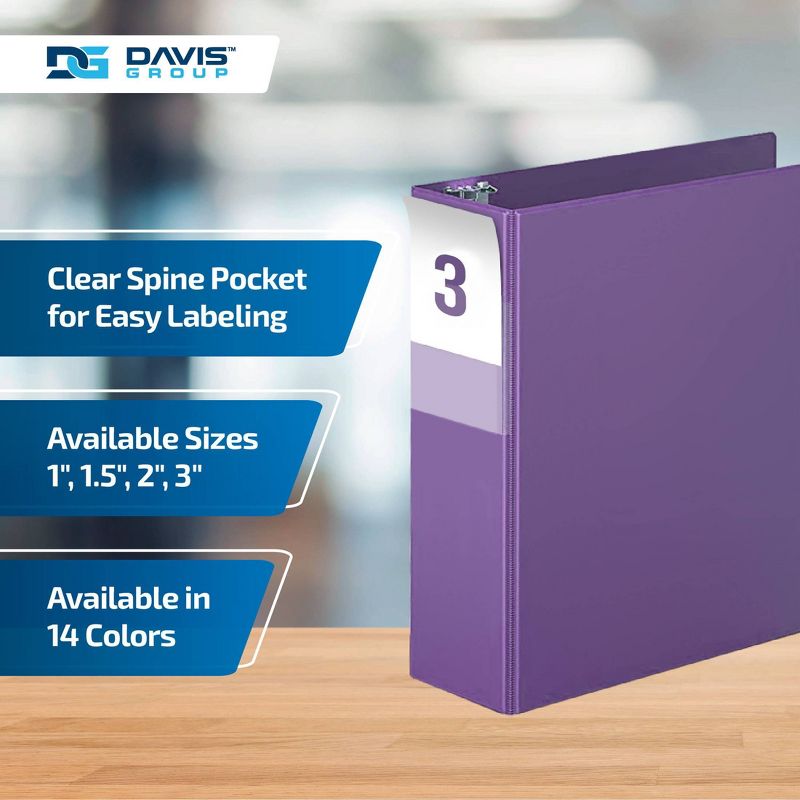 Davis Group 6pk 3&#34; Premium Economy Round Ring Binders Purple, 5 of 9