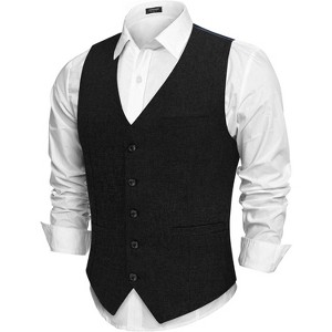 COOFANDY Men Casual Suit Vest Formal Dress Vest Slim Fit Waistcoat Business  Wedding Black L : Target