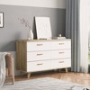 Modern 6 Drawer Dresser with Wooden Leg and Handle, Brown+White - ModernLuxe - 2 of 4