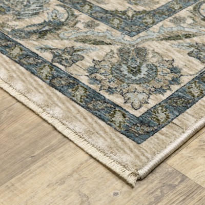 Aberdeen Beige and Blue 4' x 6' Synthetic Area Rug