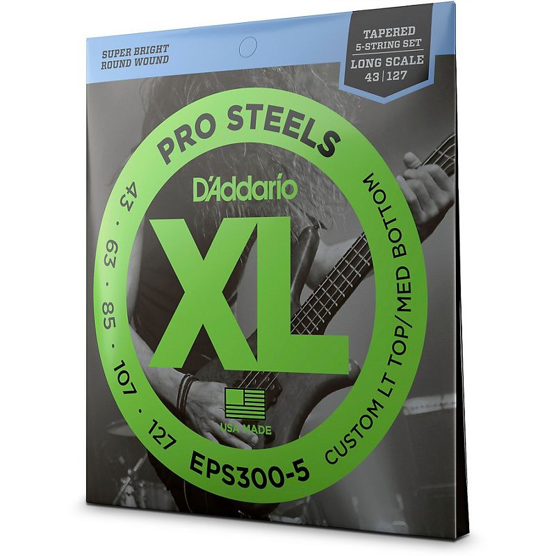 D'Addario EPS300-5 Tapered Steel Bass Guitar Strings .043 - .127, 1 of 4