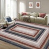 Indoor Modern Machine Washable Geometric Bordered Area Rugs - Soft Non Slip Floor Carpet for Home Office - 2 of 4