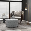 NicBex Modern 31.5" Round Ottoman Velvet Upholstered Footstools with Button Tufted for Bedroom and Living Room - 3 of 4