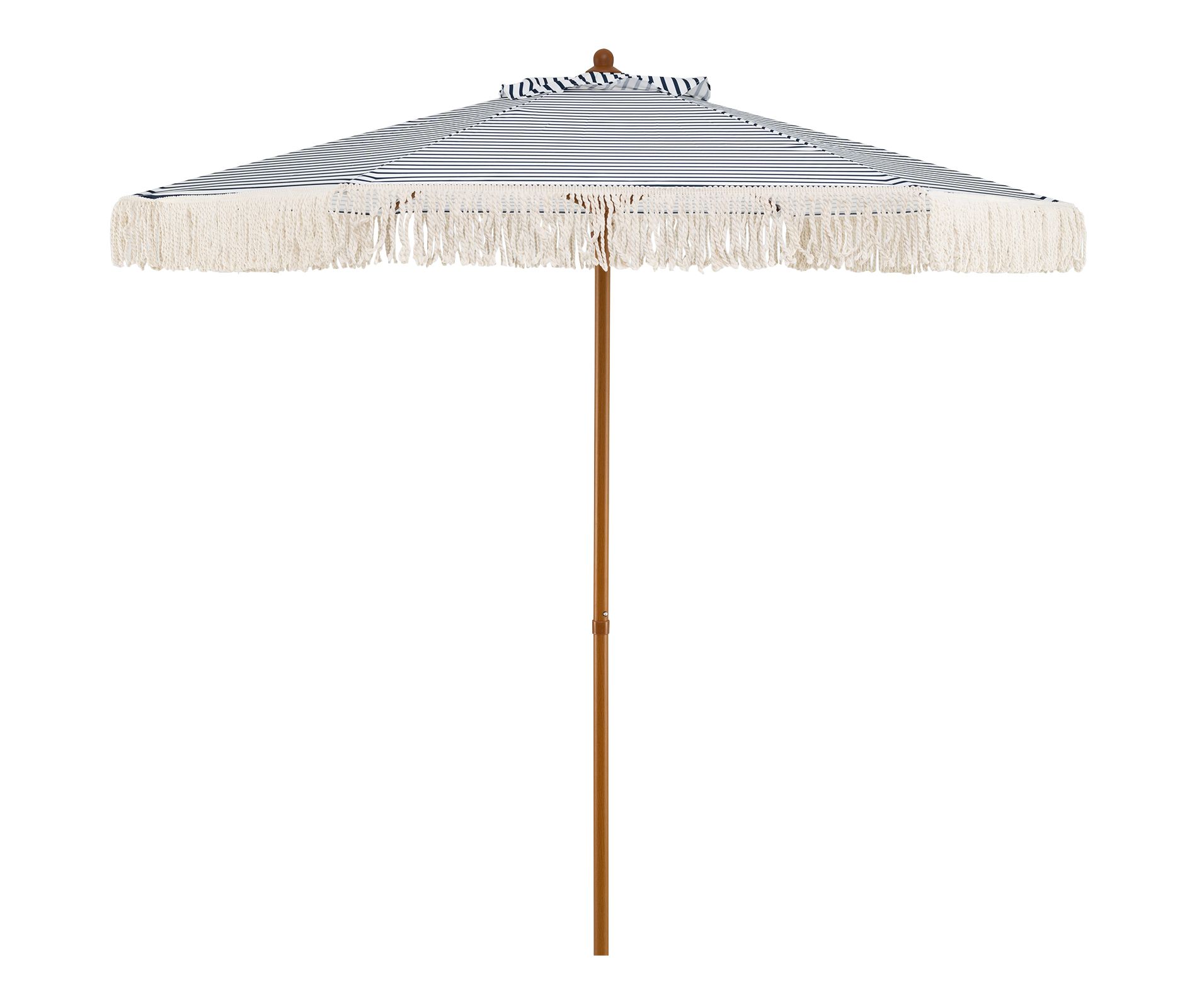 Costway 7FT Patio Umbrella with Fringe Sun-Protective Polyester Canopy, Cute Beach Umbrella Blue/Green + White + Natural