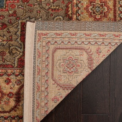 Navy and Natural Rectangular Synthetic Oriental Area Rug