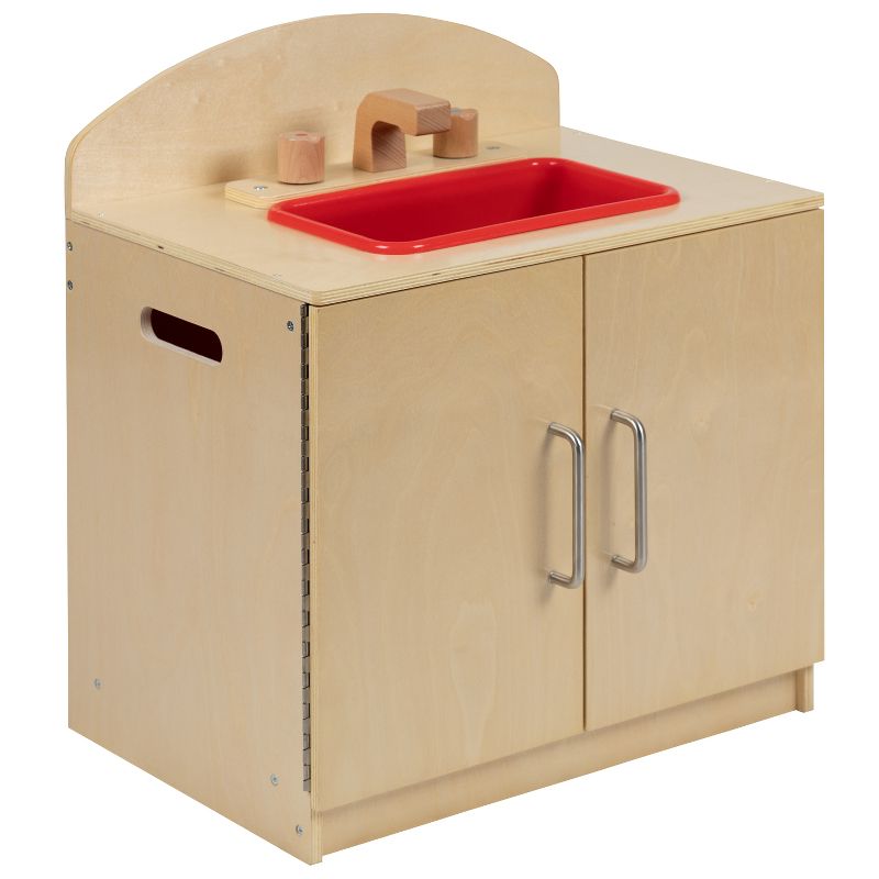 Flash Furniture Children's Wooden Kitchen Sink for Commercial or Home Use - Safe, Kid Friendly Design, 1 of 15