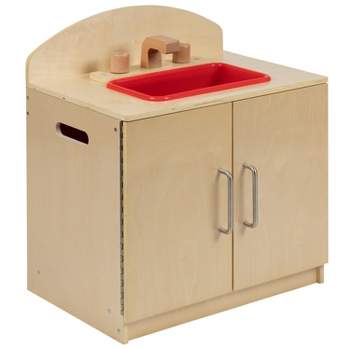 Flash Furniture Children's Wooden Kitchen Sink for Commercial or Home Use - Safe, Kid Friendly Design