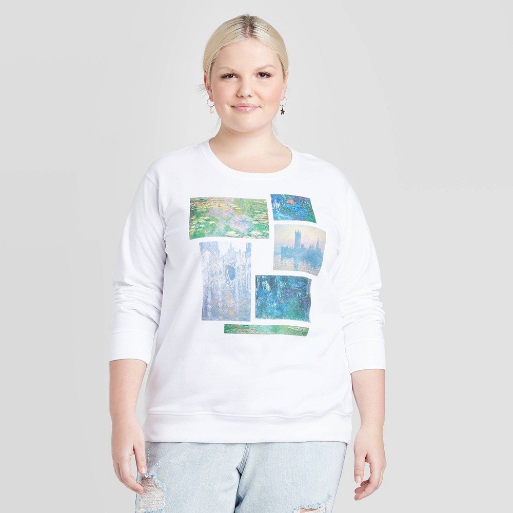Women's Generic Monet Art Squares Plus Size Graphic Sweatshirt (Juniors') - White 1X was $21.99 now $14.29 (35.0% off)