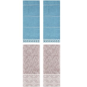 REGALWOVEN 4 Pcs Geometry  Absorbent Soft Decorative Bathroom Hand Towels - 1 of 4