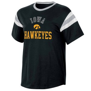 NCAA Iowa Hawkeyes Women's Short Sleeve Stripe T-Shirt - 1 of 3