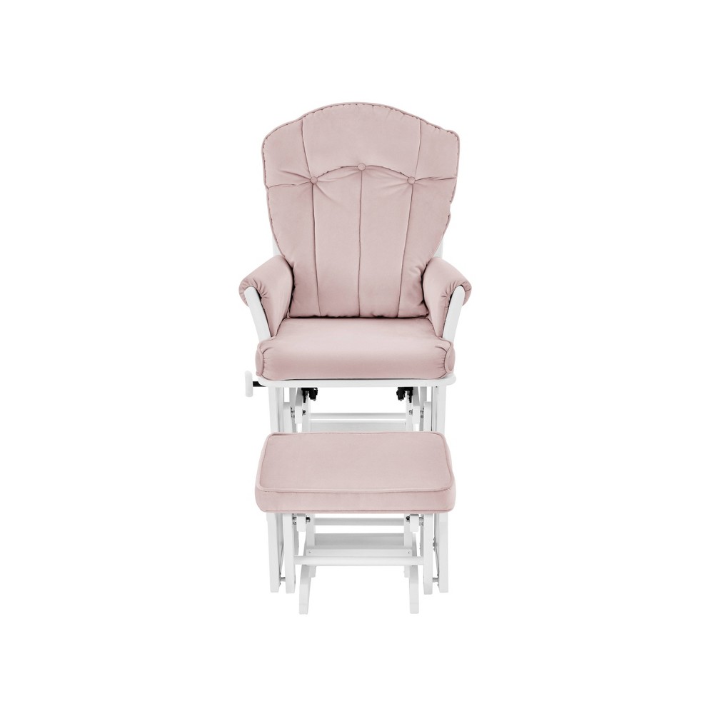 Photos - Rocking Chair Suite Bebe Victoria Glider and Ottoman - White Wood and Pink Fabric