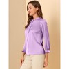 Allegra K Women's Ruffle Neck Long Sleeve Elastic Cuff Button Office Satin Blouse - 4 of 4
