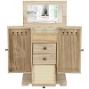 Multi-Tier Wooden Jewelry Box with Rotating Side Doors and Built-In Mirror for Organized Accessories - 3 of 4