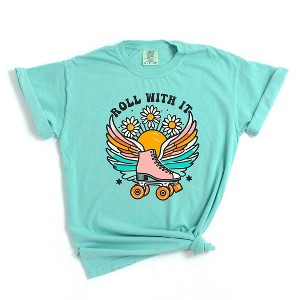 Simply Sage Market Women's Roll With It Wings Short Sleeve Garment Dyed Tee - 1 of 3