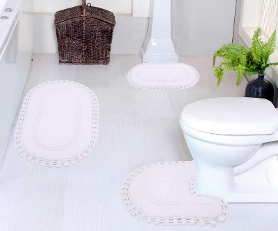 Hampton Crochet Collection Cotton Reversible Tufted Set of 3 Bath Rug Set - Home Weavers