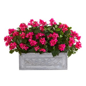 Nearly Natural 30-in Bougainvillea Artificial Plant in Stone Planter - 1 of 1