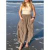 Clearlove Woman Linen High Waisted Pull On Flowy Casual Baggy Drawstring Palazzo Trousers Wide Leg Pants - 4 of 4