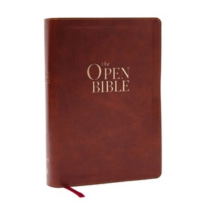 The Open Bible: Read and Discover the Bible for Yourself (NKJV Brown Leathersoft, Red Letter, Comfort Print) - by  Thomas Nelson (Leather Bound) - 1 of 1