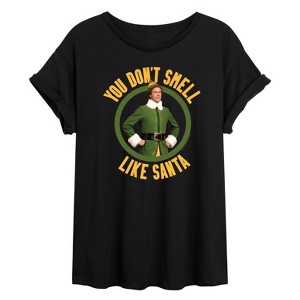Women's - ELF - Christmas You Don't Smell Like Santa Oversized Graphic T-Shirt - 1 of 4