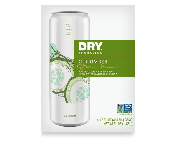 DRY Sparkling Soda Cucumber - 4pk 12 fl oz Cans