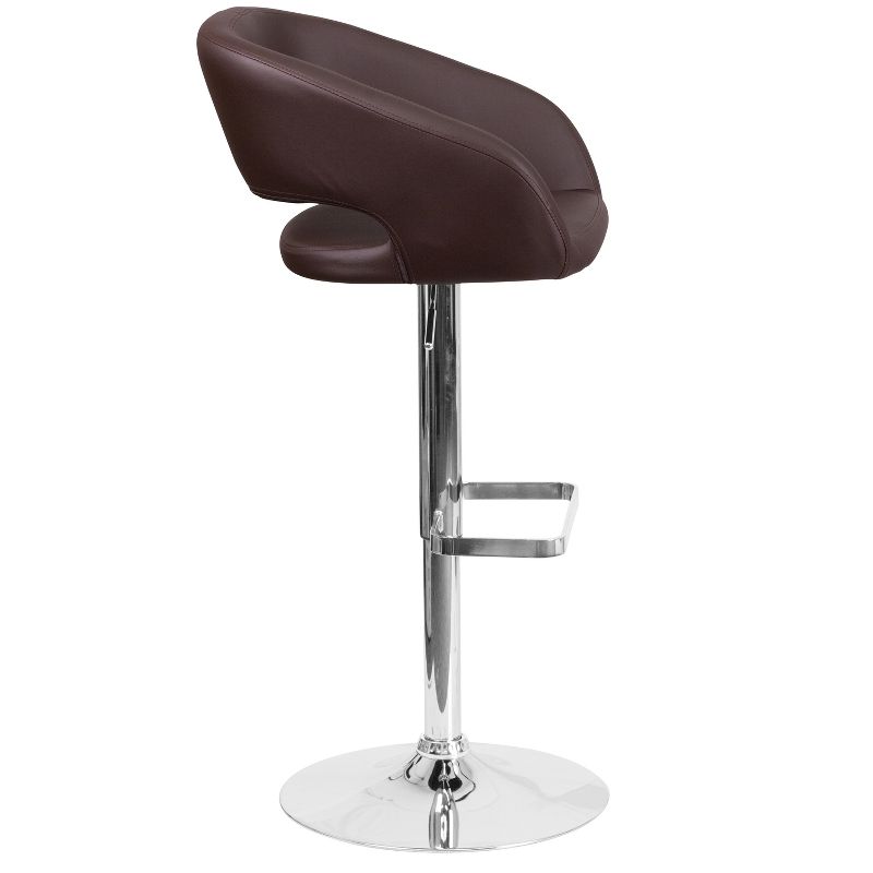Merrick Lane Modern Bar Stool Rounded Mid-Back Stool With Height Adjustable Swivel Seat, 4 of 22