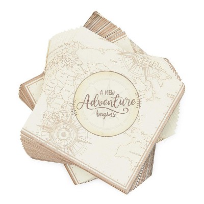 Blue Panda 100Pcs A New Adventure Begins Disposable Paper Napkins 6.5" for Graduation Party Décor Supplies