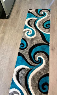 Emma + Oliver Santa Fe Patterned Turquoise Area Rug - 3x5