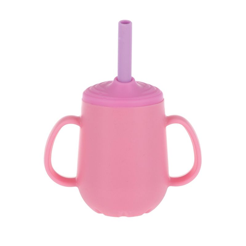 Nuby 4oz 2 Handle Silicone Cup with Straw and Spout - Girl, 3 of 8