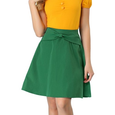 INSPIRE CHIC Women's High Waist Bowknot Decor Mini A-Line Skirt