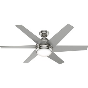 52" Sotto Ceiling Fan with LED Light Brushed Nickel - Hunter Fan: 6-Blade, Wood Composite, Remote Control, ETL Listed - 1 of 4