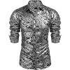 COOFANDY Men's Paisley Shirt Luxury Disco Long Sleeve Button Down Dress Shirts - 3 of 4