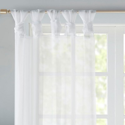 MAYEERTY Polyester Twisted tab Voile Sheer top finish window curtain pair for Living Room