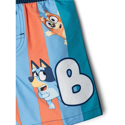 Bluey Little Boys Raglan Rash Guard and Swim Trunks UPF 50+ Outfit Set Sky Blue / Navy / Orange 5-6 — фото 5