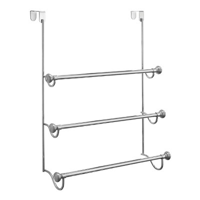 iDESIGN York Metal Split Finish Towel Holder: Over Door Bathroom Rack, Dual Bars, No Warranty