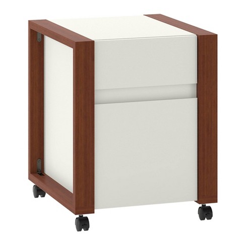 Voss 2 Drawer Mobile File Cabinet Cotton White And Serene Cherry
