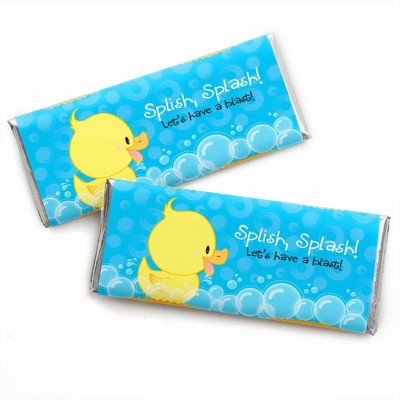 Big Dot of Happiness Ducky Duck - Candy Bar Wrappers Baby Shower or Birthday Party Favors - Set of 24