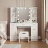 56-Inch Modern Makeup Vanity with Lighted Mirror, Adjustable Brightness, 3 Lighting Modes, Storage Shelves, Bedroom Dressing Table for Girl - 2 of 4