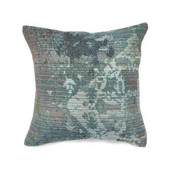 18"x18" Marina Kermin Indoor/Outdoor Square Pillow Blue - Liora Manne, Weather-Resistant, Zippered, UV-Protected