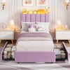 Twin Size Bed Frame with Storage Headboard, Upholstered Platform Bed Frame with 2 Drawers, Wooden Slats Support, No Box Spring Required - 2 of 4
