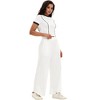 ATHLECHIC Women's 2 Piece Sets Short Sleeve Crew Neck Long Wide Leg with Pockets Pants - 3 of 4