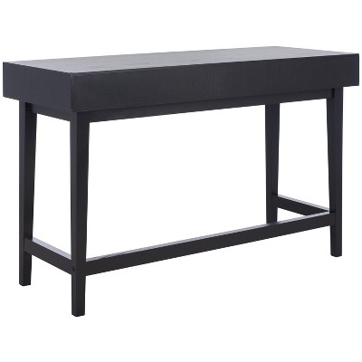 Black Mid-Century Modern Wood Desk with 3 Drawers