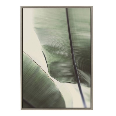 23" x 33" Sylvie Vintage Palms by Alicia Abla Framed Wall Canvas Gray - Kate & Laurel All Things Decor