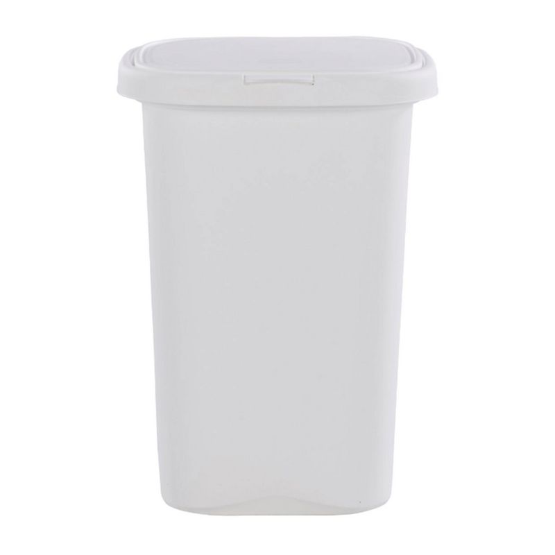 Rubbermaid 13.25 Gallon Rectangular Spring-Top Lid Kitchen Wastebasket Trash Can for Tall Trashbags, White, 3 of 8