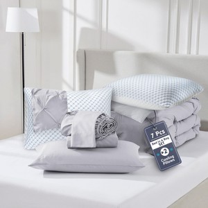 Nestl Comforter Set, 9 Piece Pinch Pleated Bedding Set, Bed in a Bag, All season Bed Set with Cooling Pillows - 1 of 4