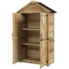 Outsunny Outdoor Storage Cabinet with Asphalt Roof, Wooden Garden Shed with Lockable Doors and Shelves, Wood Tool Shed for Backyard, Patio, Natural - 4 of 4