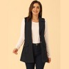 Allegra K Women's Lapel Single Breasted Tie Belt Work Suede Vest Jacket - 2 of 4