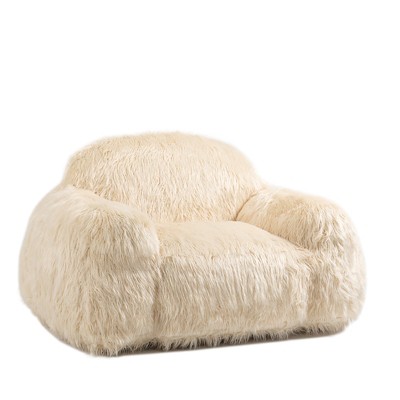 Bean Bag Chair Lazy Sofa, Faux Fur Foam Padded Accent Chair With Armrests, Stylish Bean Bag Chair Sofa for Bedroom, Living Room, Dining Room