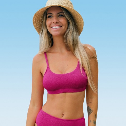 Women's Smocked Bralette Bikini Top - Wild Fable™ Pink D/dd Cup